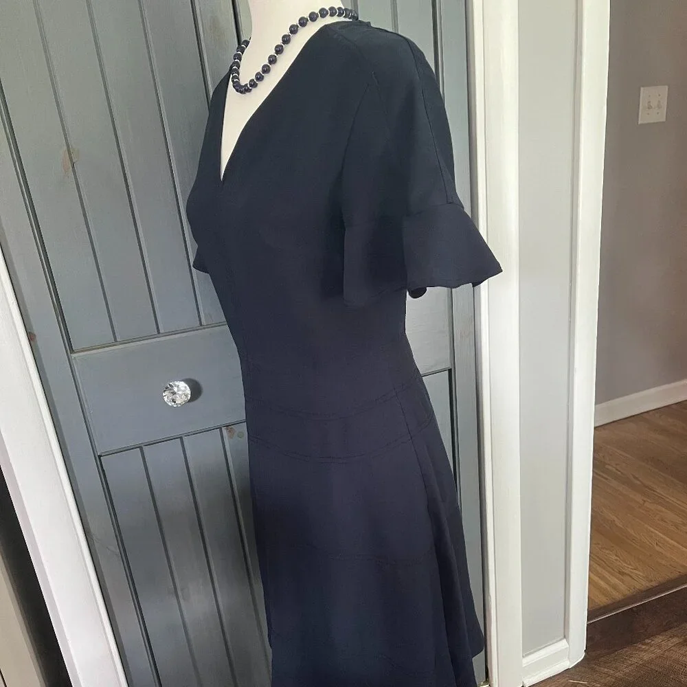 BANANA REPUBLIC Navy Blue Flutter Sleeve Crepe Dress Size 2